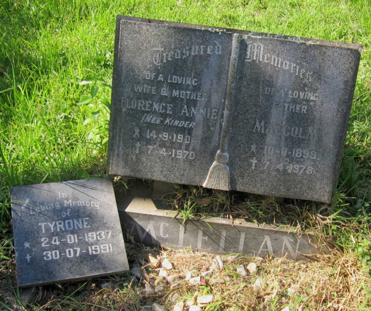 McLELLAN Malcolm 1899-1978 &amp; Florence Annie KINDER 1904-1970 :: McLELLAN Tyrone 1937-1991