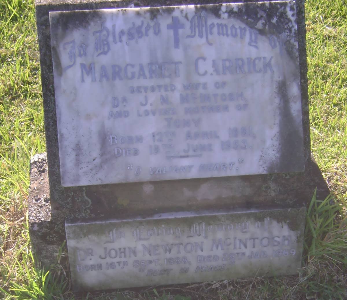 McINTOSH John Newton 1888-1969 &amp; Margaret Carrick 1891-1953
