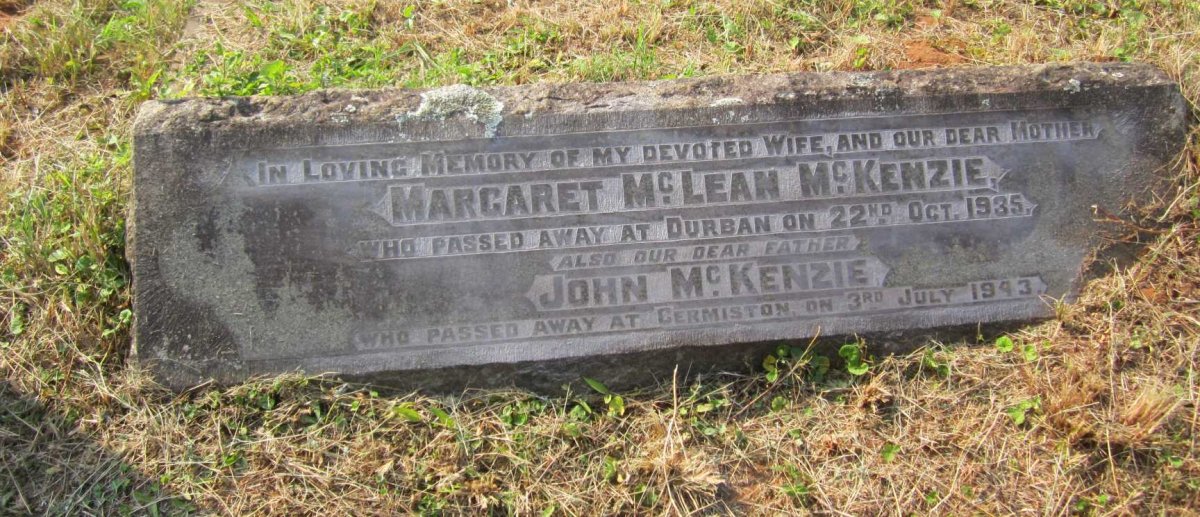 McKENZIE John -1943 &amp; Margaret McLean -1935