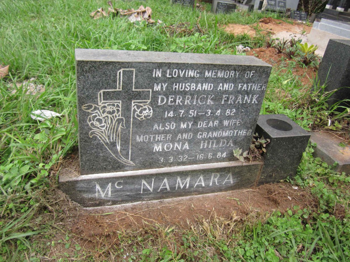 Mc NAMARA Derrick Frank 1951-1982 :: Mc NAMARA Mona Hilda 1932-1984