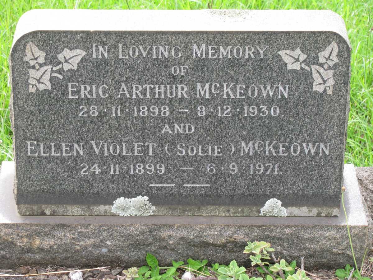 McKEOWN Eric Arthur 1898-1930 &amp; Ellen Violet 1899-1971