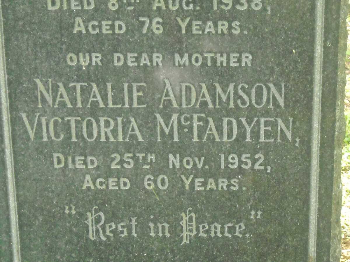 McFADYEN Natalie Adamson Victoria -1952