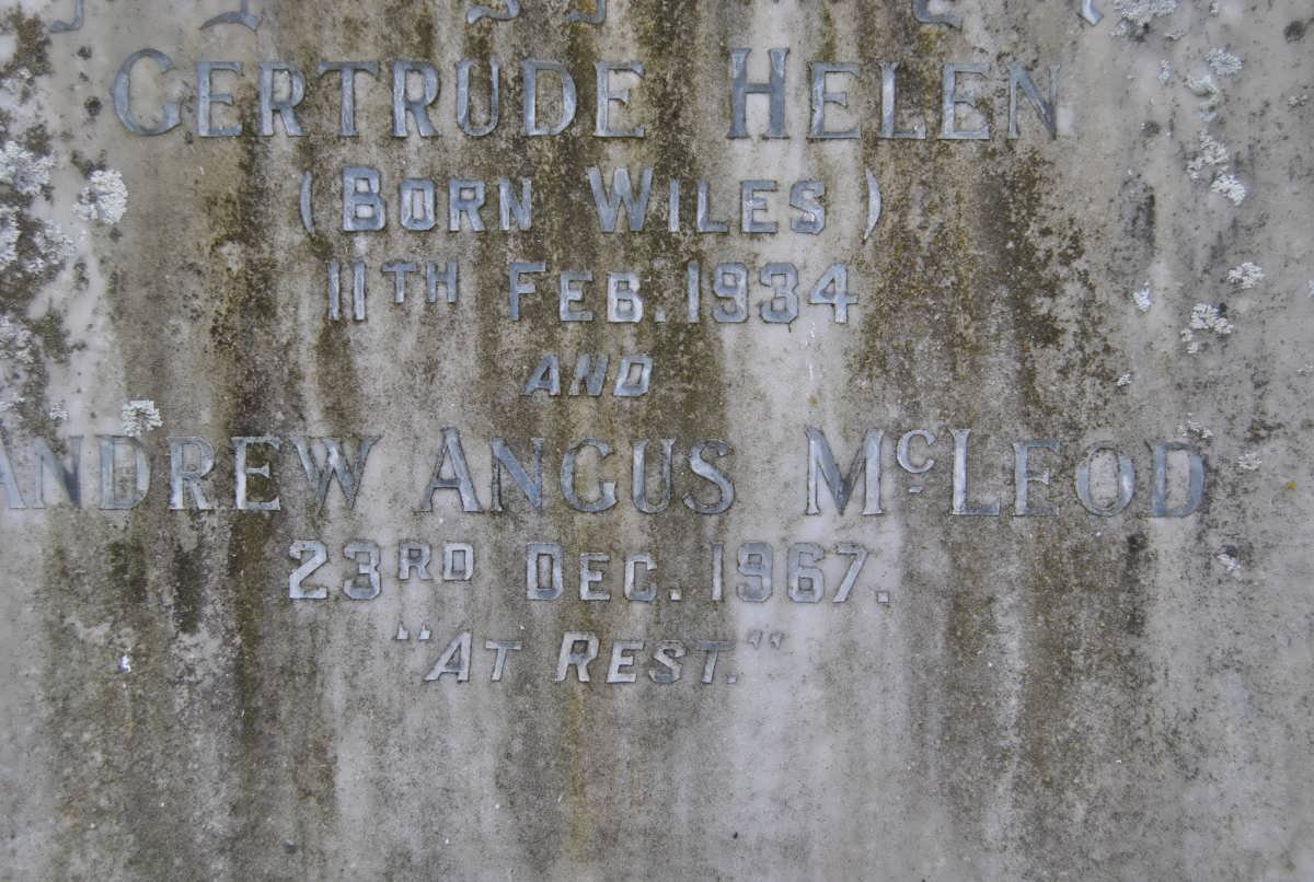 McLEOD Andrew Angus -1967 &amp; Gertrude Helen WILES -1934