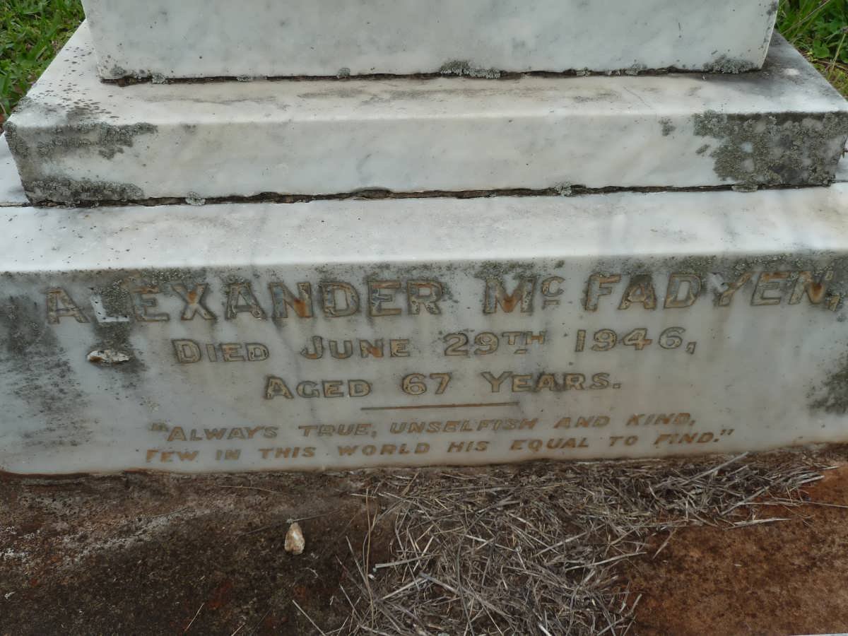 Mc FADYEN James -1927 :: Mc FADYEN Barbara -1937 :: Mc FADYEN Alexander -1946