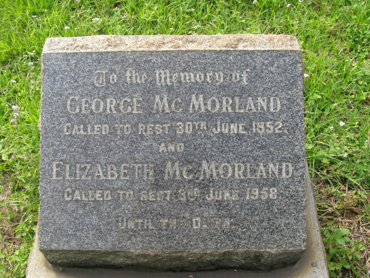 McMORLAND George -1952 &amp; Elizabeth -1958 :: McMORLAND Hugh -1971