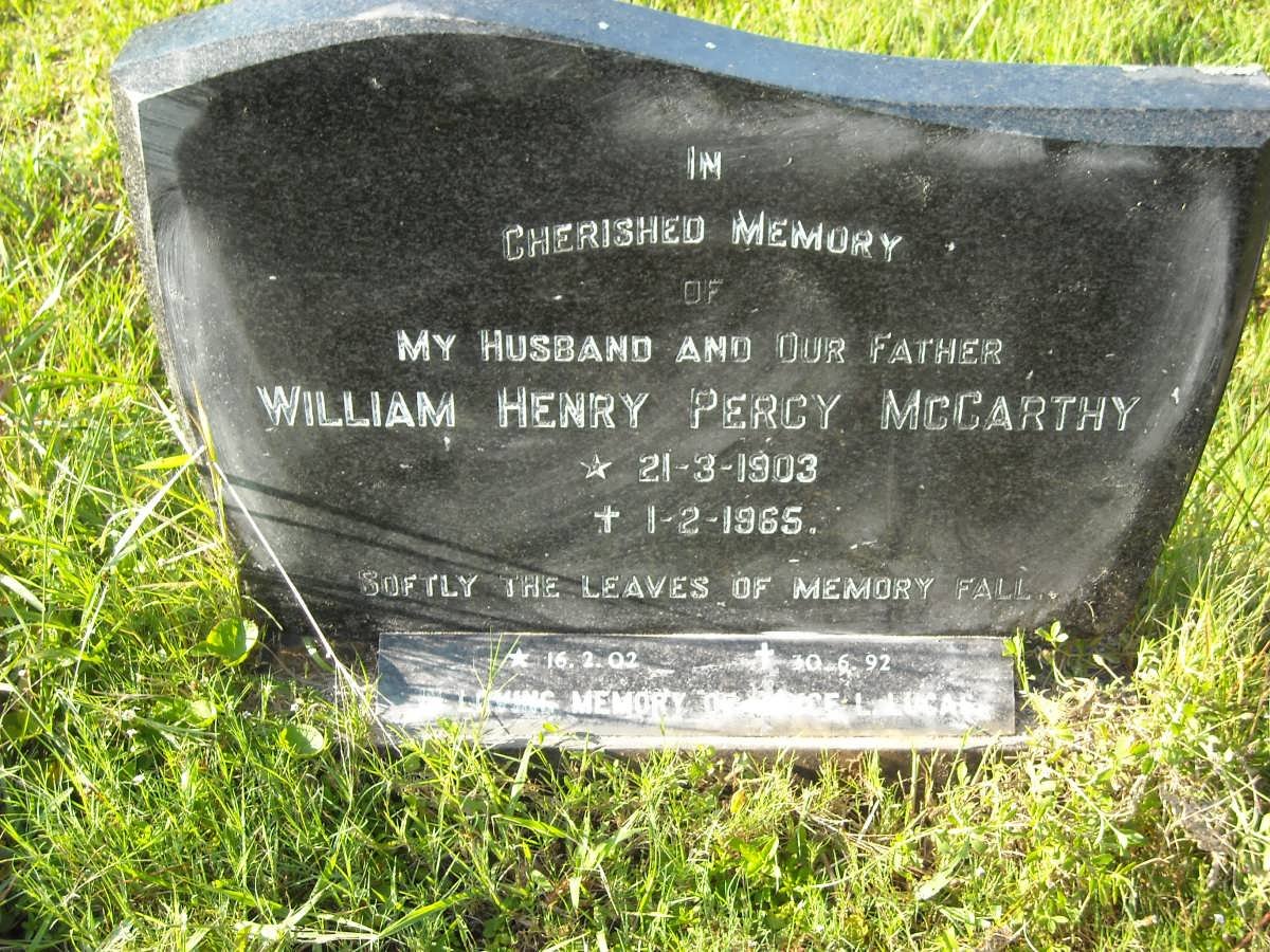 McCARTHY William Henry Percy 1903-1965 :: LUCAS Joyce L. 1902-1992