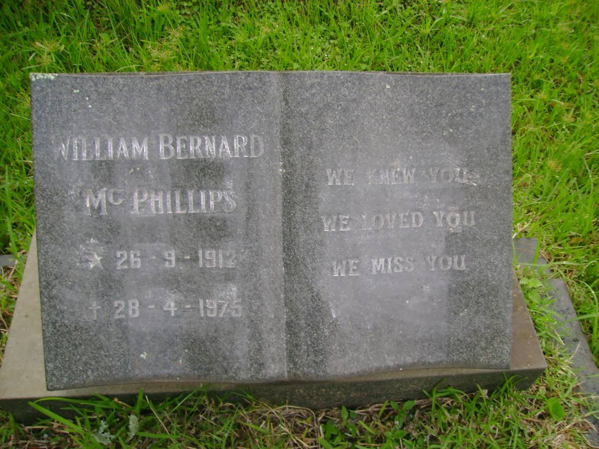 McPHILLIPS William Bernard 1912-1975 &amp; Ann Bernadette 1946-1988