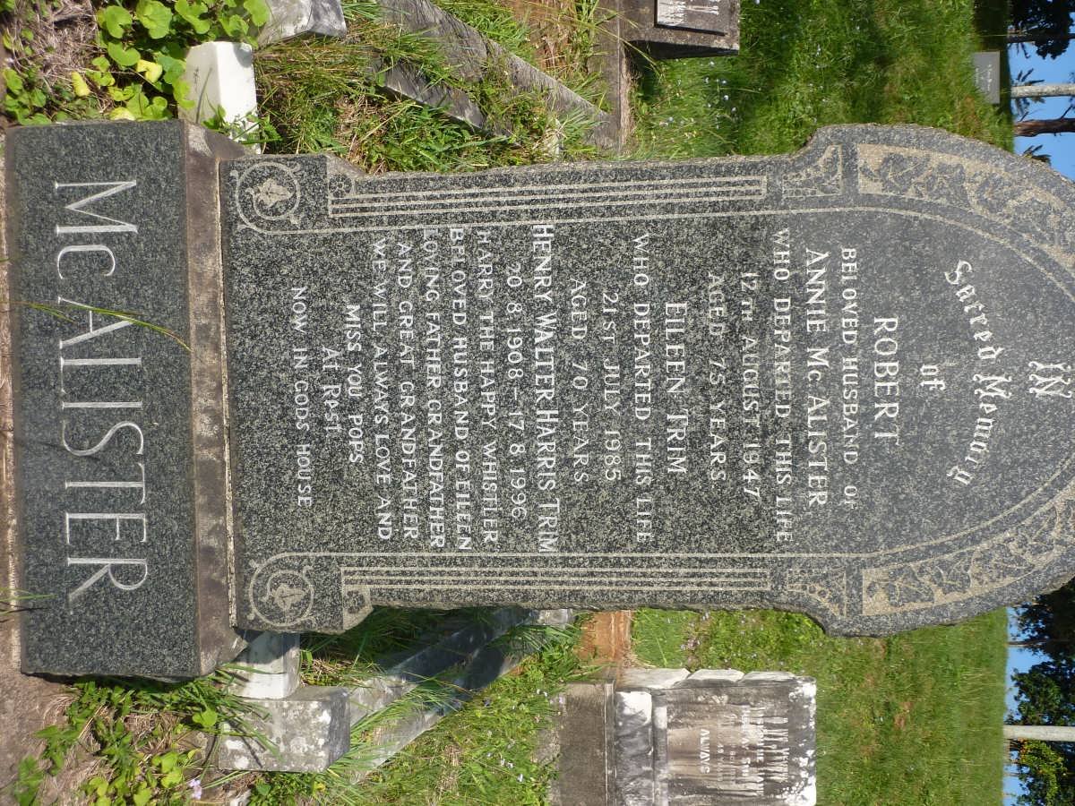 McALISTER Robert -1947 :: TRIM Henry Walter Harris 1908-1996 &amp; Eileen -1985 :: LINDFIELD A.P. -1933