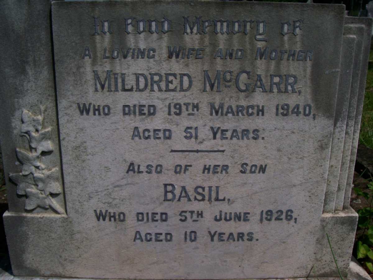 McGARR Melville George 1888-1972 &amp; Mildred -1940 :: McGARR Basil -1926 :: Richard Douglas 1950-1981