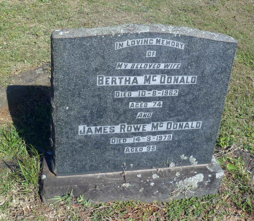 McDONALD James Rowe -1979 &amp; Bertha -1962