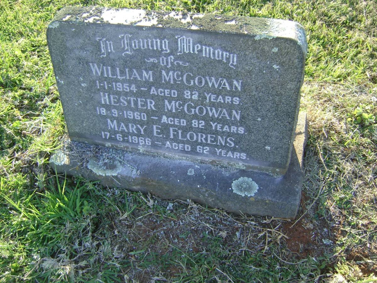 McGOWAN William -1954 &amp; Hester -1960 :: FLORENS Mary E. -1966