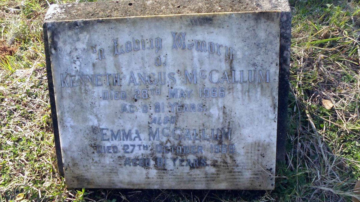  McCALLUM Kenneth Angus -1966 &amp; Emma -1969