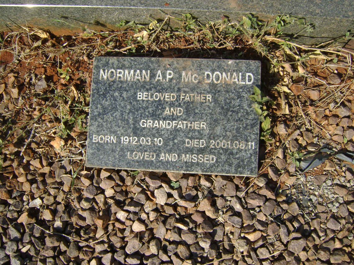 McDONALD Norman A.P. 1912-2001