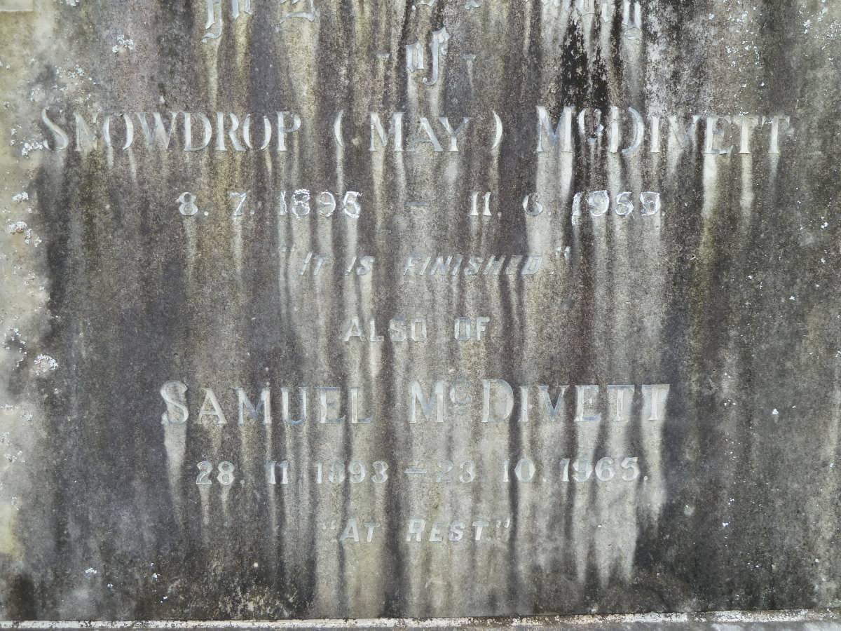 McDIVETT Samuel 1893-1965 &amp; Snowdrop 1895-1959