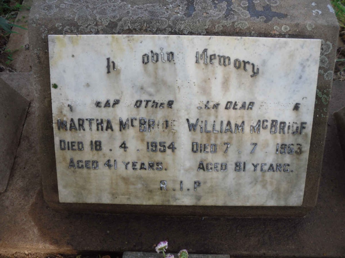 McBRIDE William -1963 &amp; Martha -1954