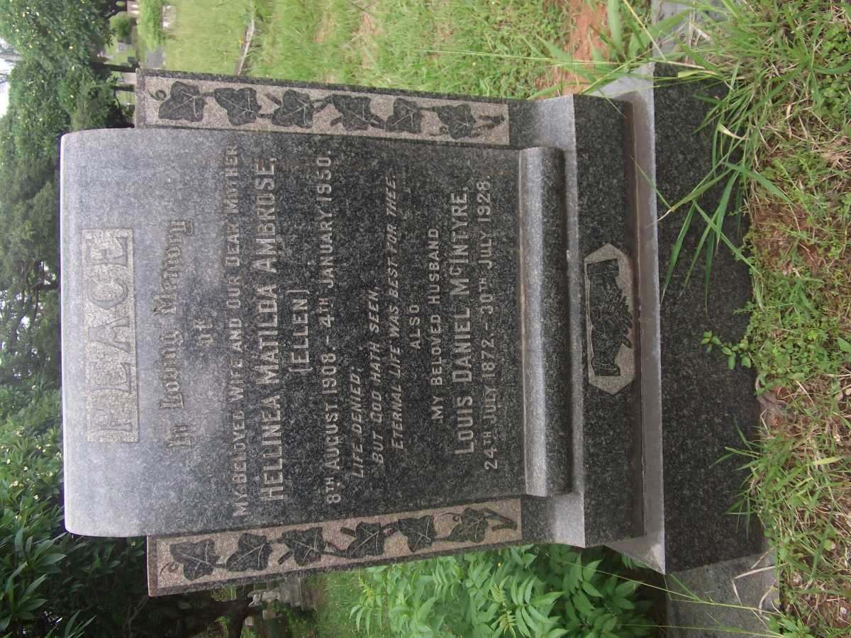 McINTYRE Louis Daniel 1872-1928 &amp; Helen Matilda Ambrose 1908-1950