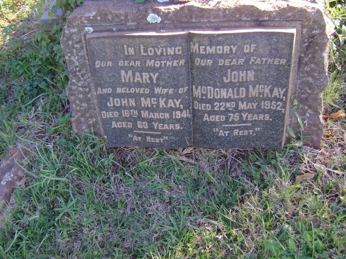 McKAY John McDonald -1952 &amp; Mary -1941