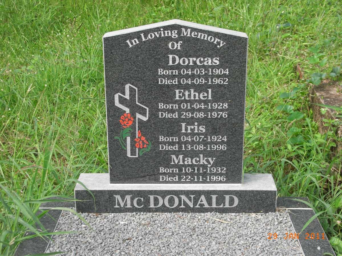 McDONALD Dorcas 1904-1962 :: McDONALD Ethel 1928-1976 :: McDONALD Iris 1924-1996 :: Mc DONALD Macky 1932-1996