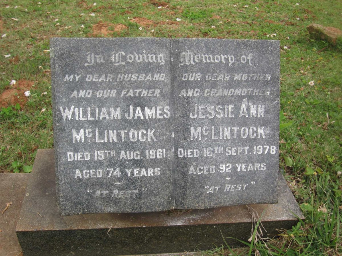 MCLINTOCK William James  -1961 &amp; Jessie Ann  -1978