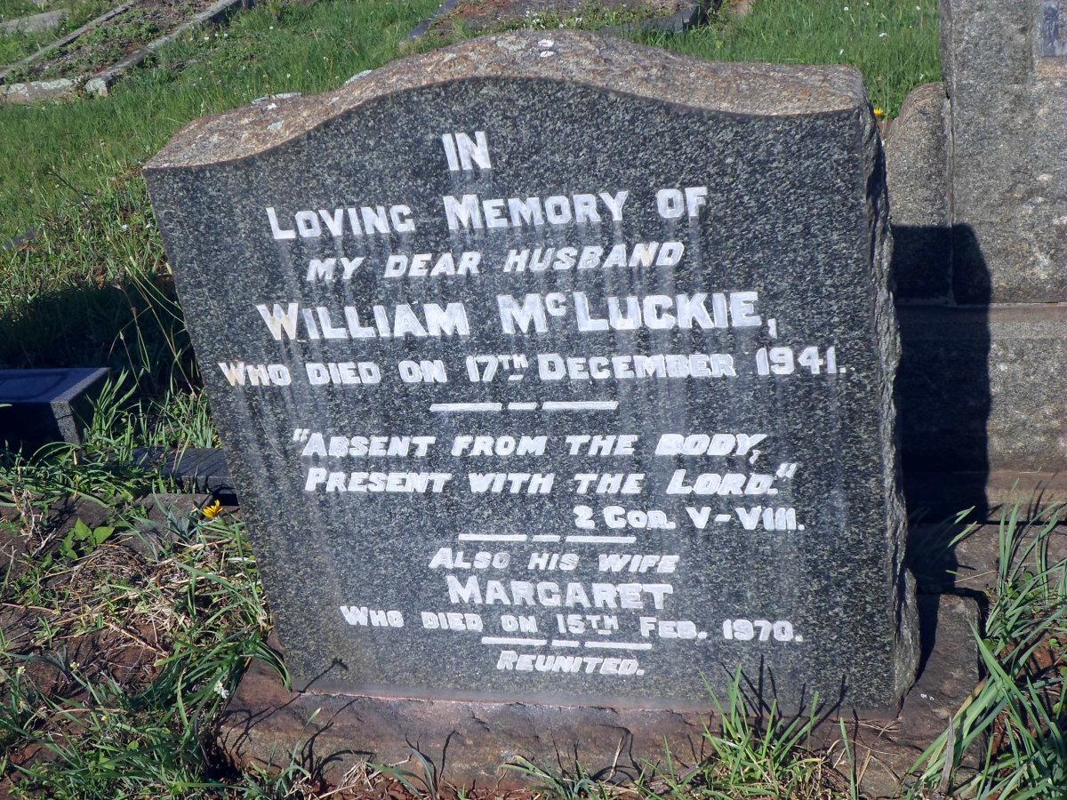 McLUCKIE William -1941 &amp; Margaret -1970