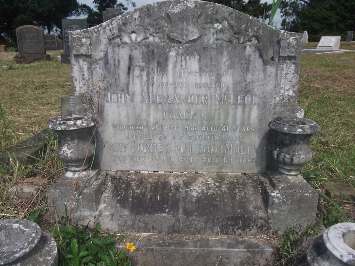 McLEOD John Alexander -1936 &amp; Mary Forbes -1974