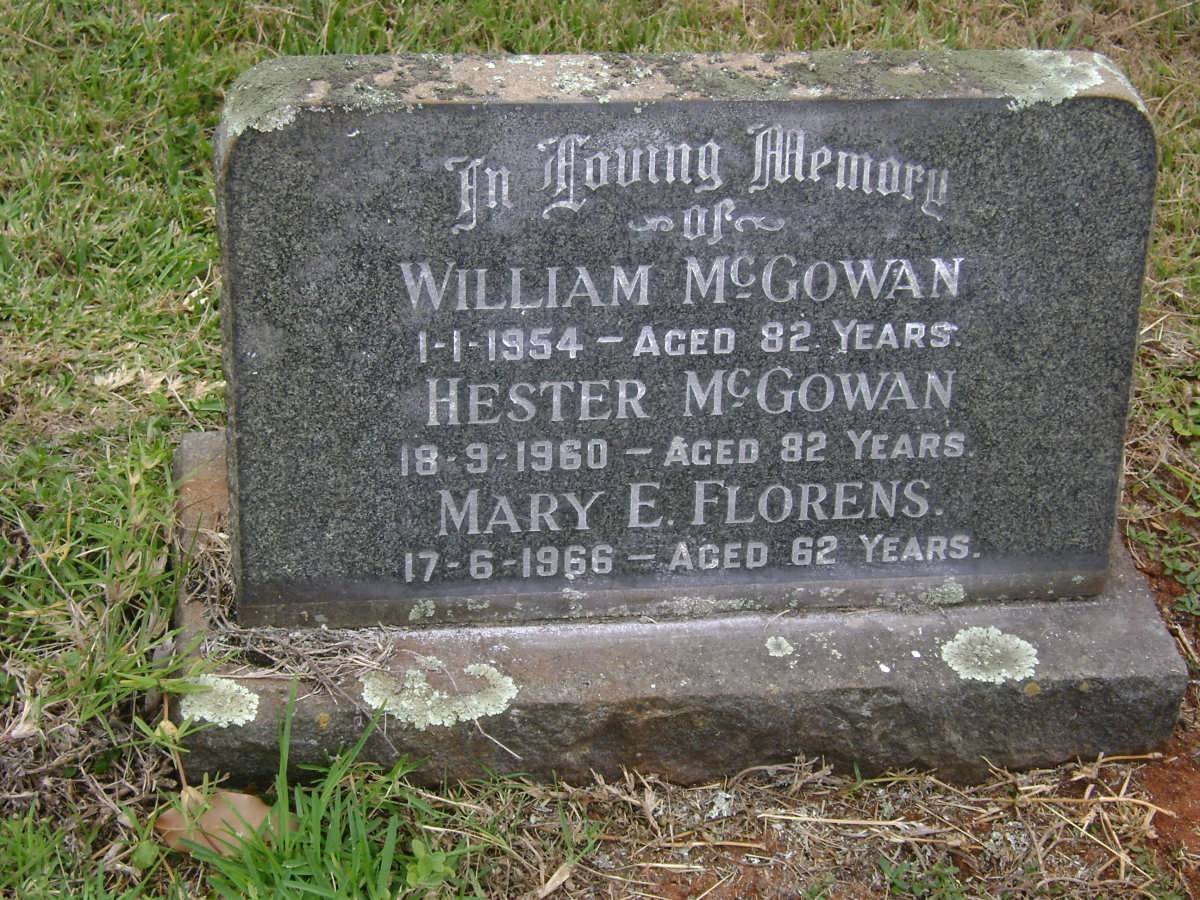 McGOWAN William -1954 &amp; Hester -1960 :: FLORENS Mary E. -1966