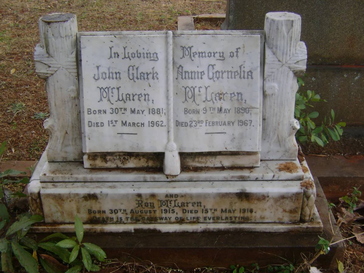 McLAREN John Clark 1881-1962 &amp; Annie Cornelia 1890-1967 :: McLAREN Roy 1915-1916