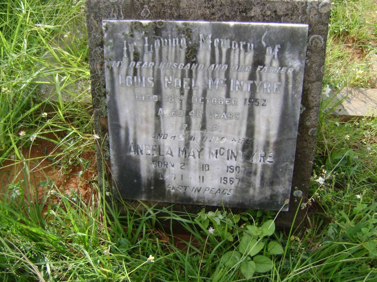 McINTYRE Louis Noel -1952 &amp; Angela May 1907-1987