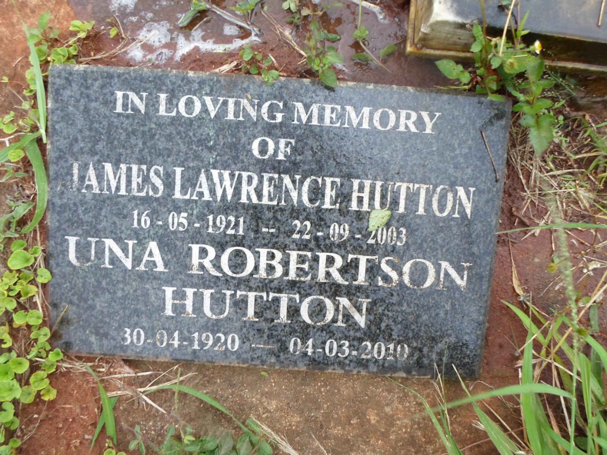 HUTTON James Lawrence 1921-2003 &amp; Una Robertson 1920-2010