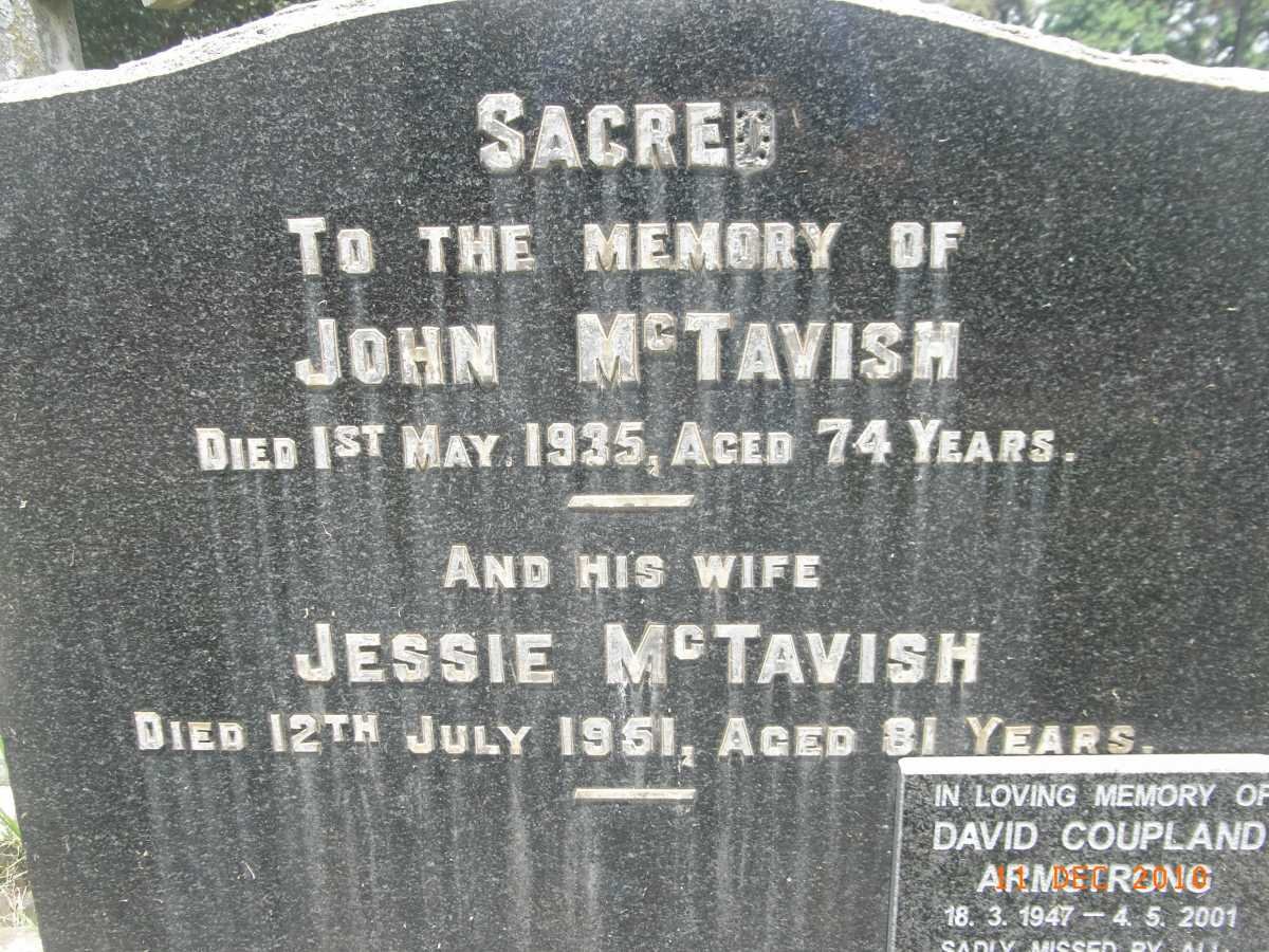 McTAVISH John -1935 &amp; Jessie -1961