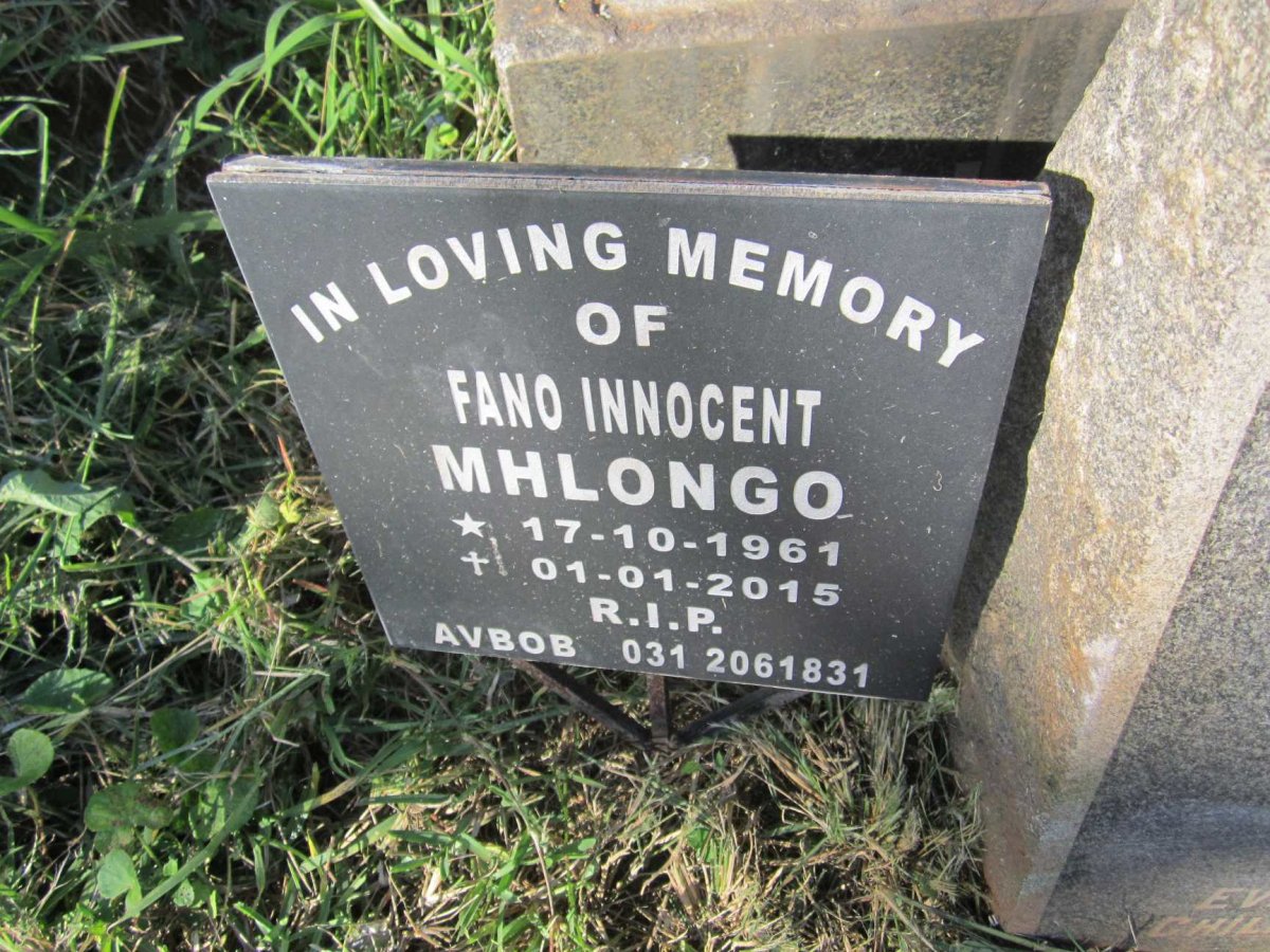 MHLONGO Fano Innocent 1961-2015