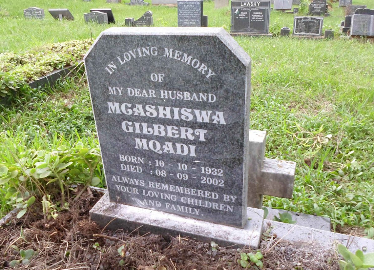 MQADI Mgashiswa Gilbert 1932-2002
