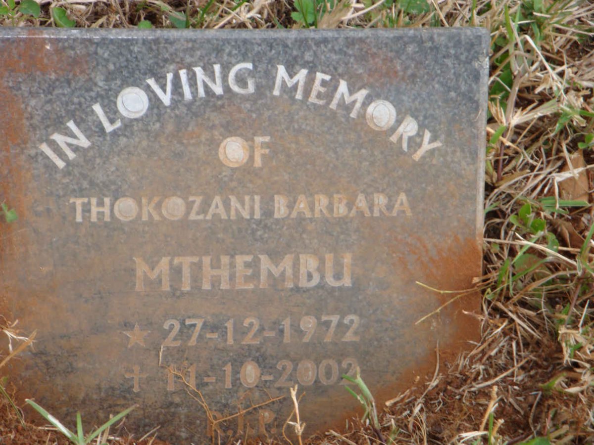 MTHEMBU Thokozani Barbara 1972-2002