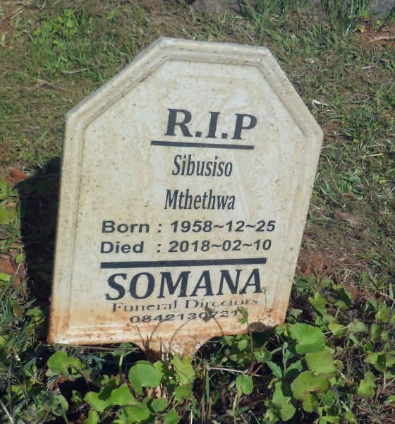 MTHETHWA Sibusiso 1958-2018