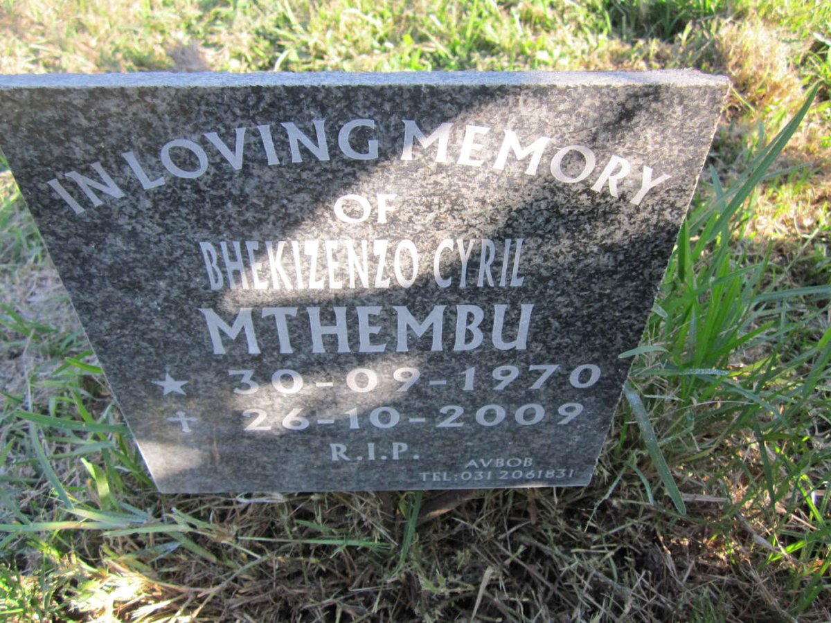 MTHEMBU Bhekizenzo Cyril 1970-2009
