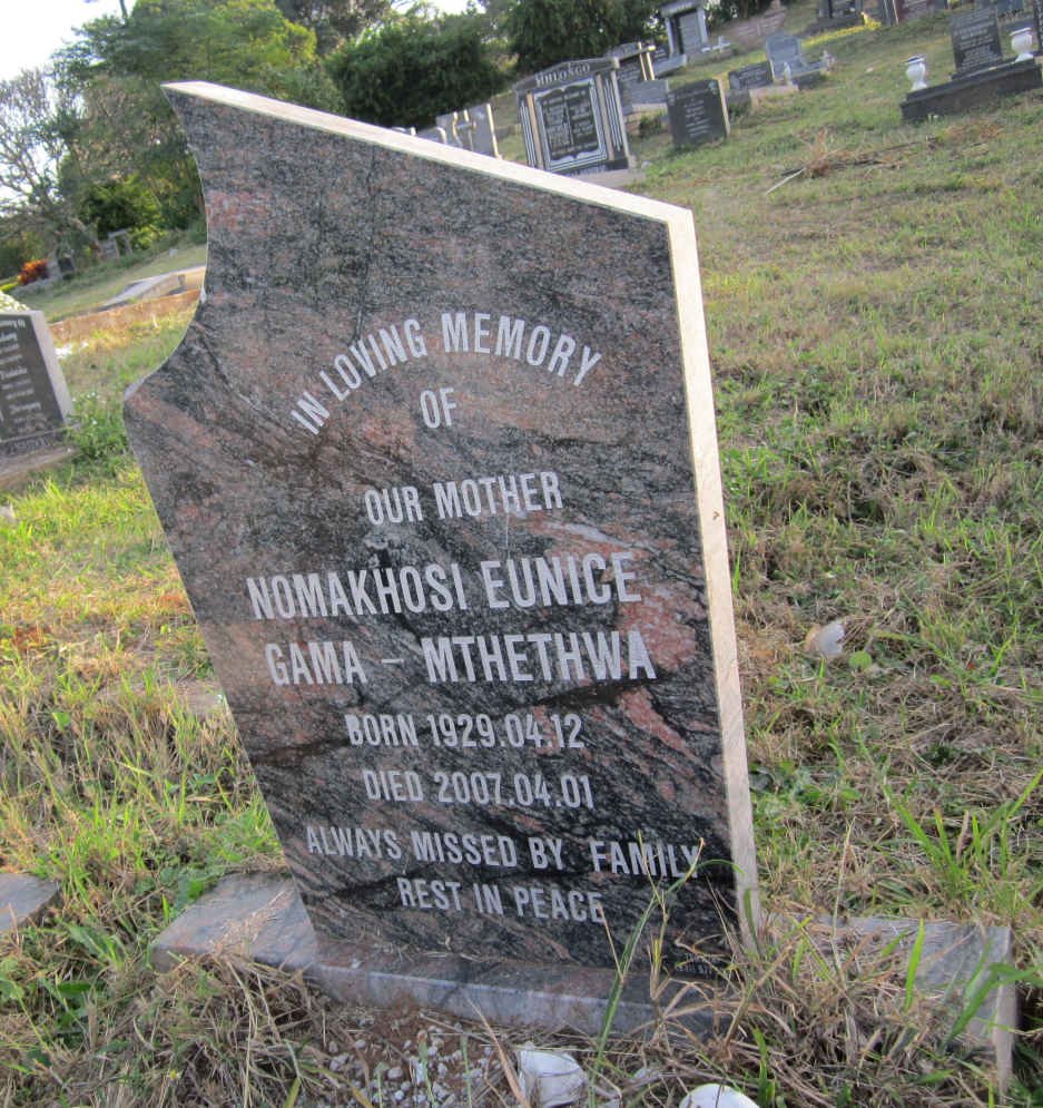 MTHETHWA Nomakhosi Eunice, GAMA 1929-2007