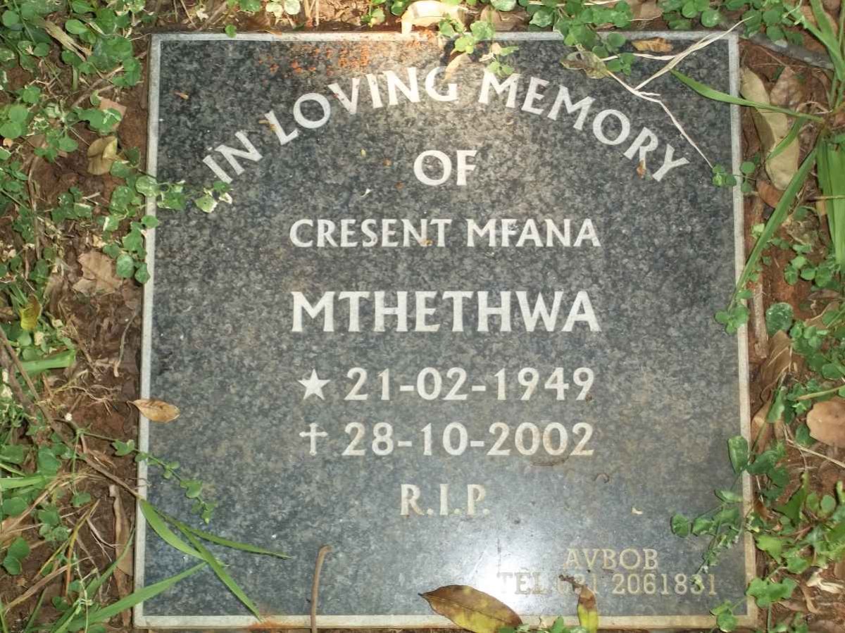 MTHETHWA Cresent Mfana 1949-2002