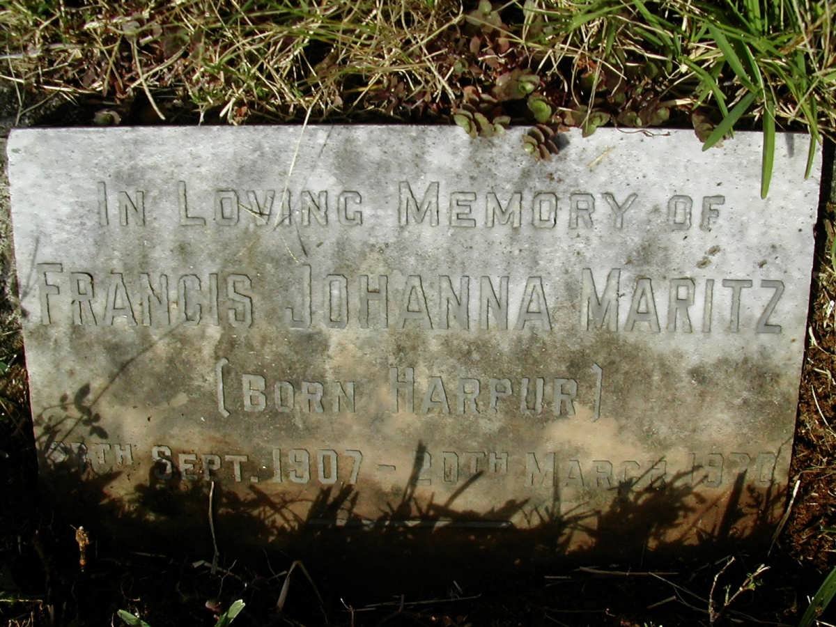 MARITZ Francis Johanna nee HARPUR 1907-1970