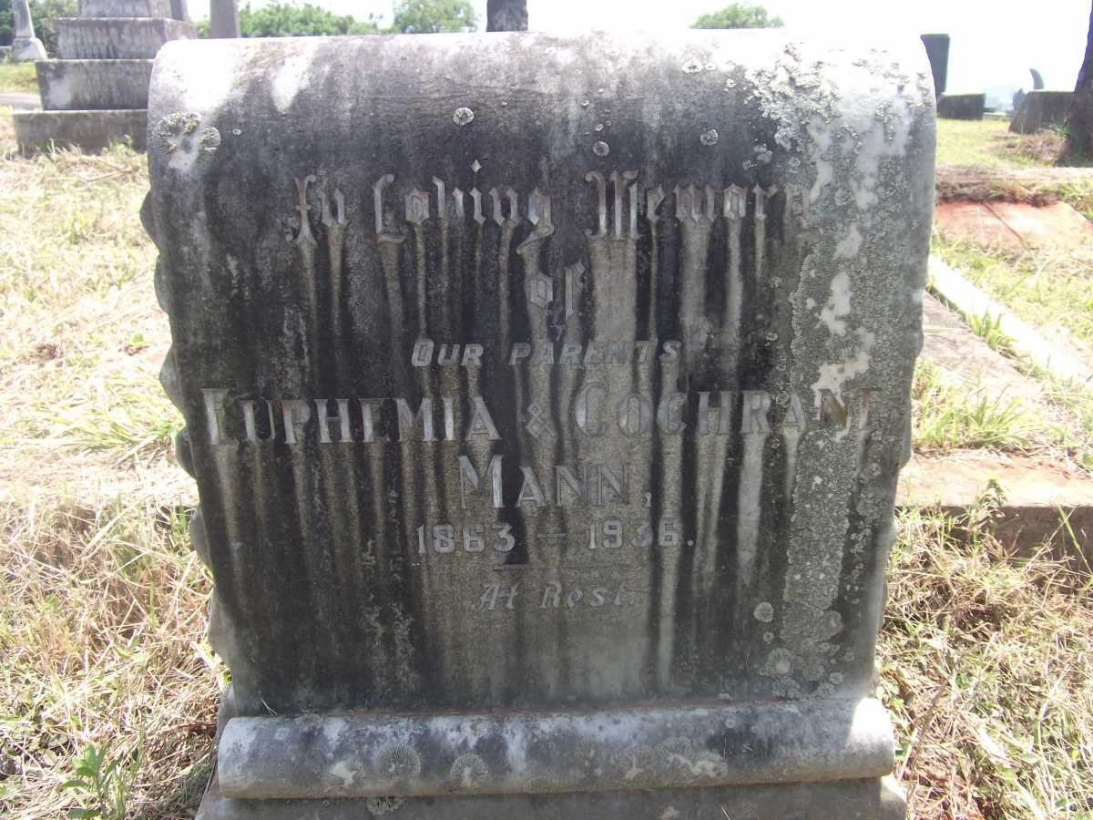 MANN Cochrane 1863-1936 &amp; Euphemia 1863-1936