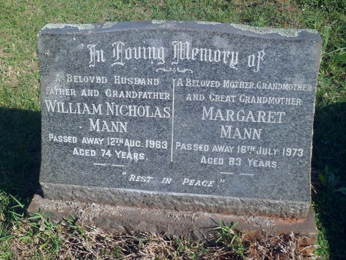 MANN William Nicholas -1963 &amp; Margaret -1973