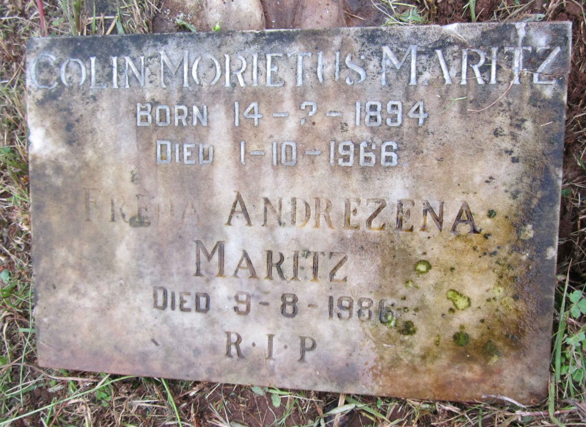 MARITZ Colin Morietus 1894-1966 &amp; Freda Andrezena -1986