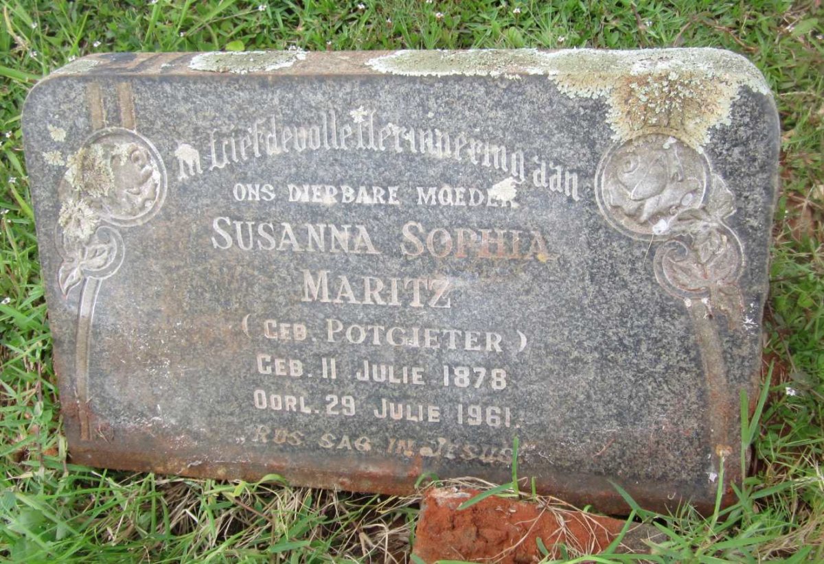 MARITZ Susanna Sophia nee POTGIETER 1878-1961
