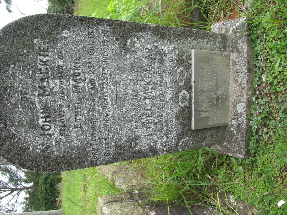 MACKIE John 1879-1920 &amp; Ethel Orange -1957 :: McKELLAR  Ethel -1901-1925