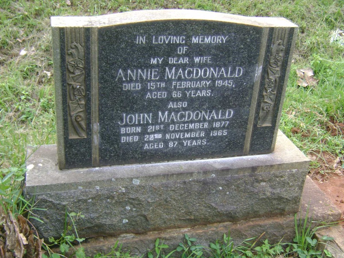MACDONALD John 1877-1965 &amp; Annie -1945