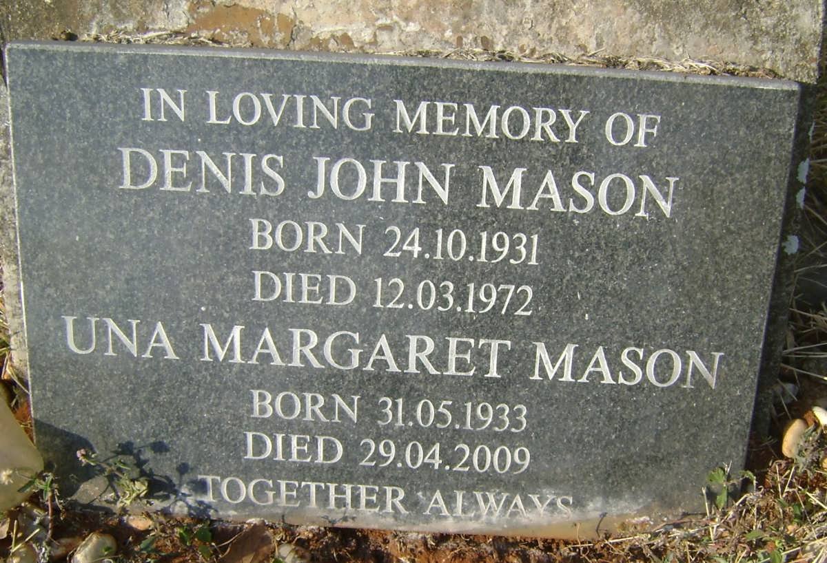 MASON Denis John 1931-1972 &amp; Una Margaret 1933-2009