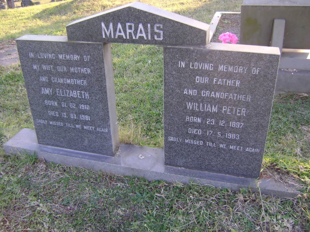 MARAIS William Peter 1897-1983 &amp; Amy Elizabeth 1910-1981
