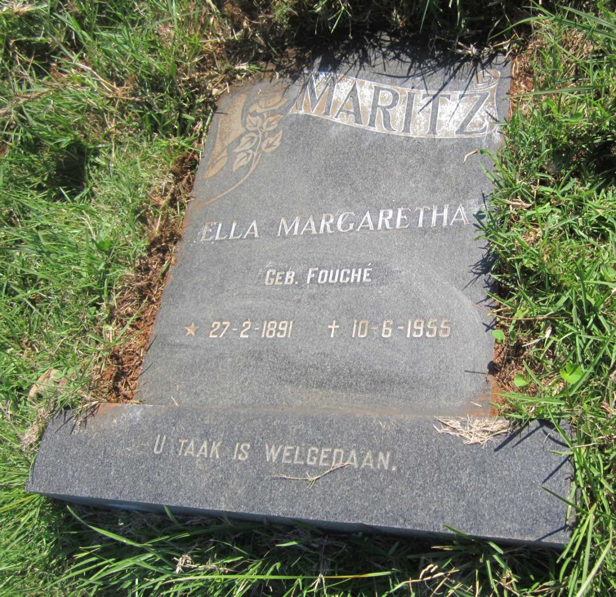 MARITZ Ella Margaretha nee FOUCHE 1891-1955