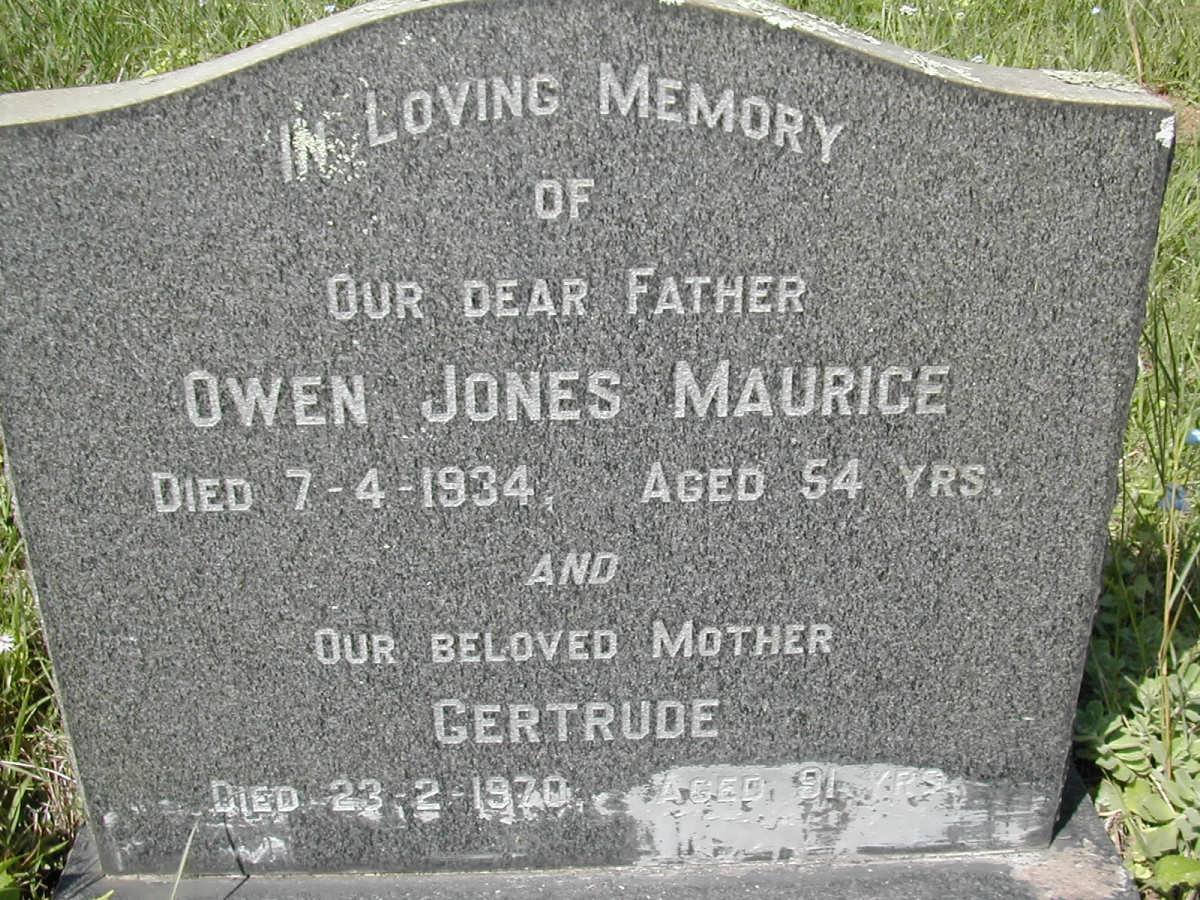 MAURICE Owen Jones -1934 &amp; Getrude -1970