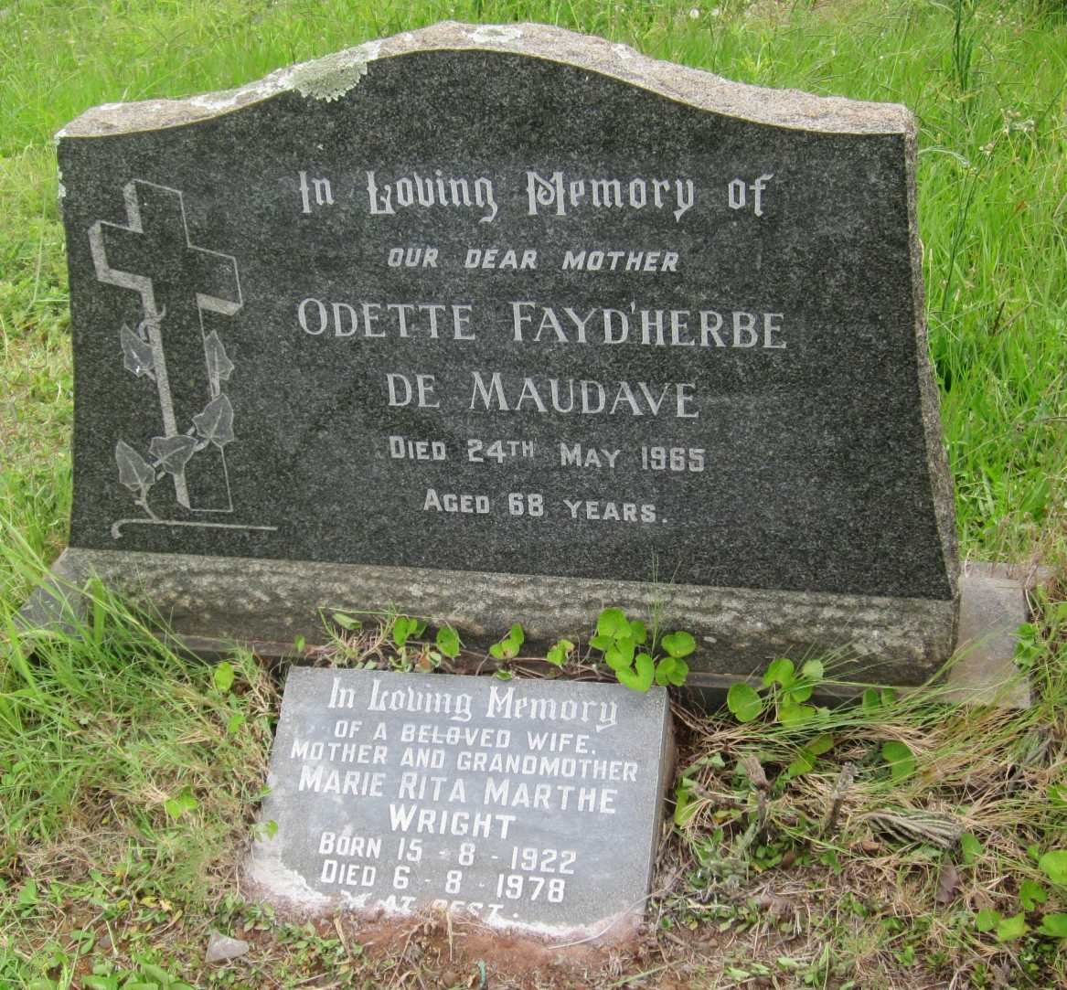 MAUDAVE Odette Fayd'herbe, de -1965 :: WRIGHT Marie Rita Marthe 1922-1978