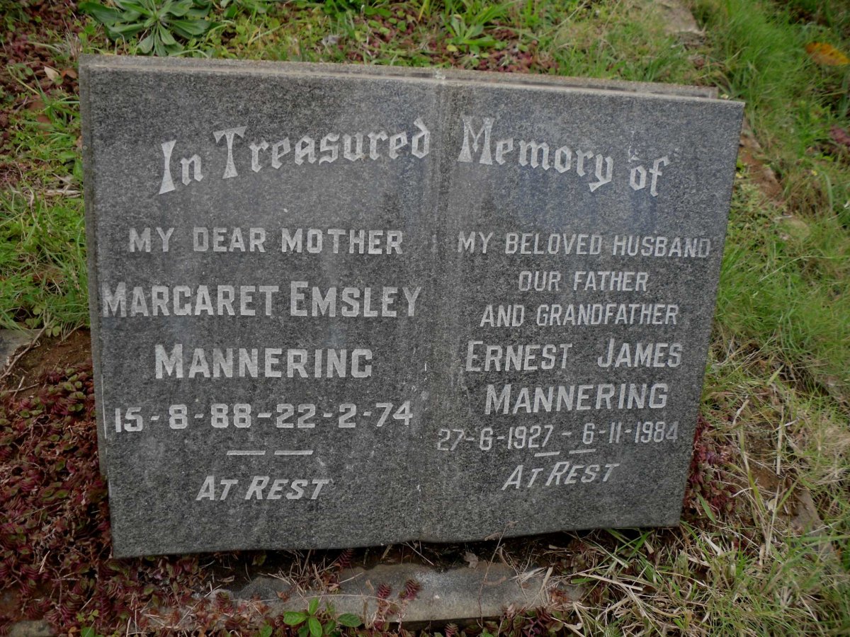 MANNERING Margaret Emsley 1888-1974 :: MANNERING Ernest James 1927-1984